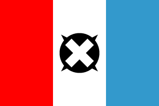 [vertical tricolor of red-white-light blue, with a black emblem in white stripe]